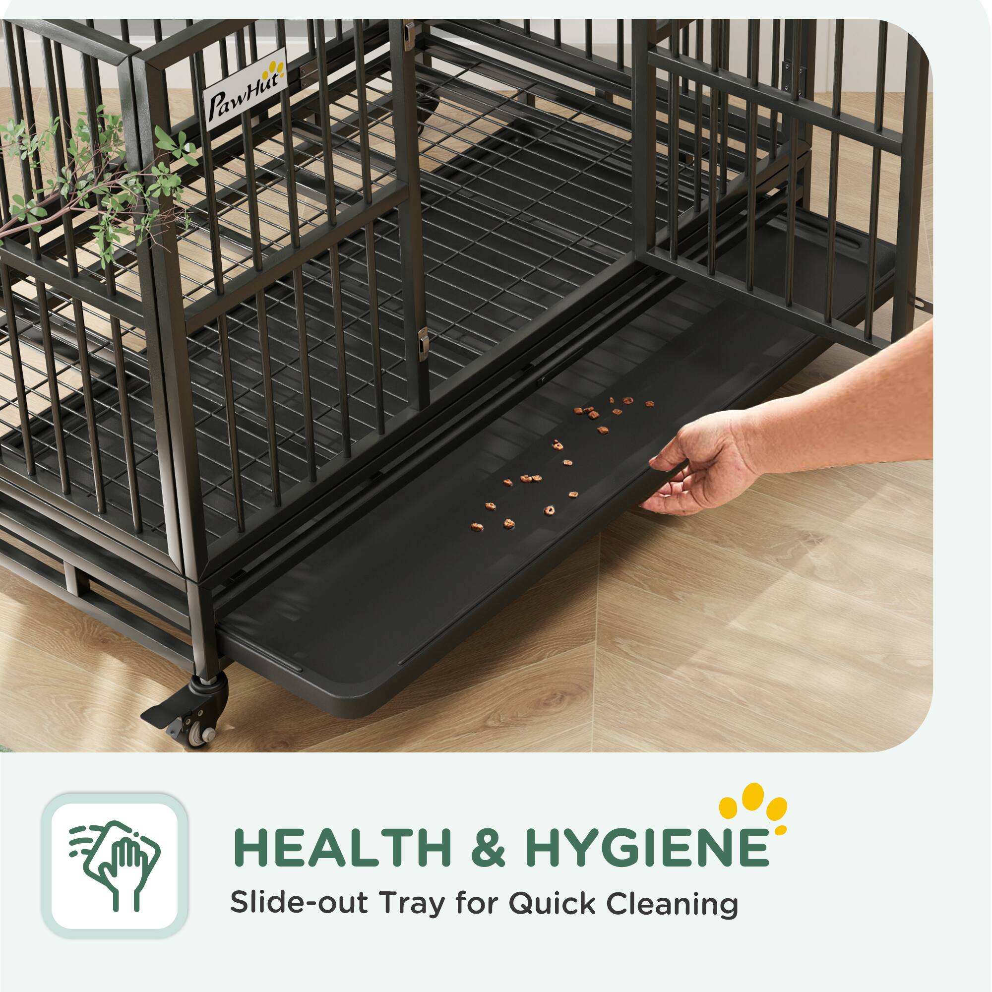 PawHut HEALTH & HYGIENE Slide-out Tray for Quick Cleaning