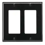 Front. Leviton - 2-Gang Decora Wallplate for Rocker Switches and GFCI Outlets - Black.