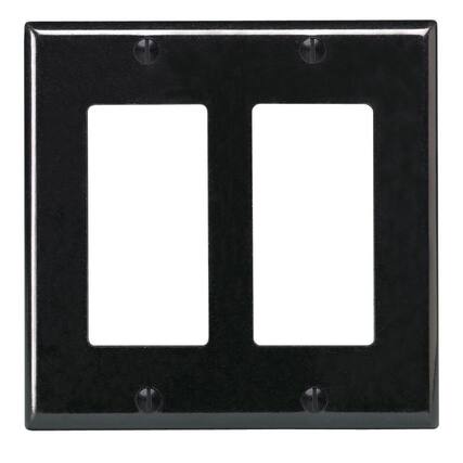 Front. Leviton - Leviton Decora Black 2 gang Thermoset Plastic Decorator Wall Plate 1 pk - Black.