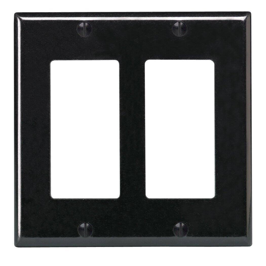 Front. Leviton - Leviton Decora Black 2 gang Thermoset Plastic Decorator Wall Plate 1 pk - Black.