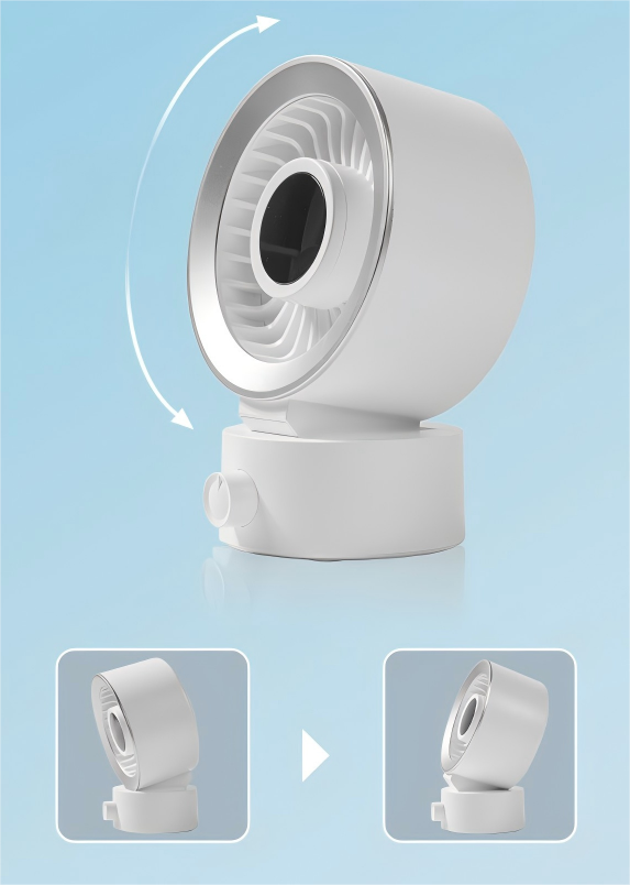 Alt View 4. Cluzine - Lightweight Small Desktop Cooling Fan Dual Power Mode Easy Storage for Home Office and Short Travel.