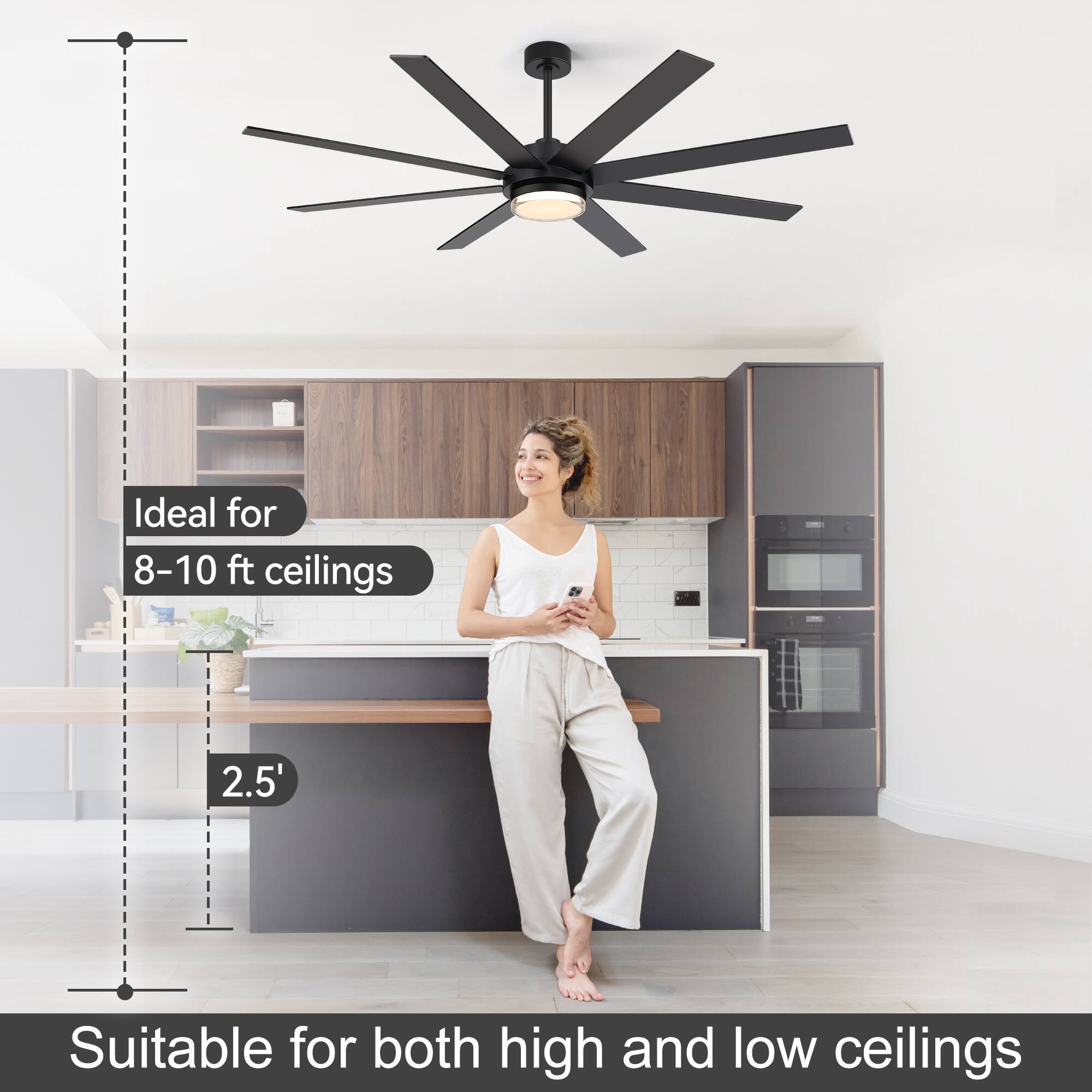 Ideal for 8-10 ft ceilings

2.5'

Suitable for both high and low ceilings