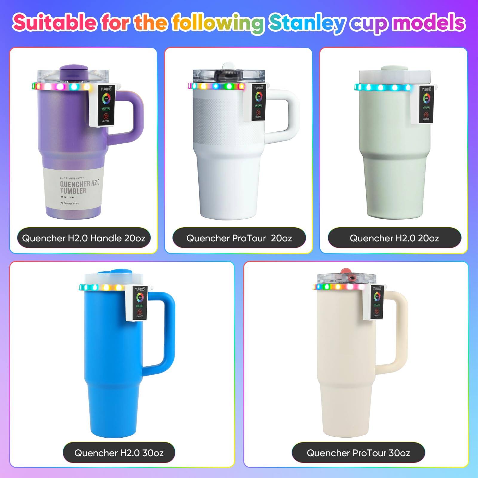 Suitable for the following Stanley cup models:

- Quencher H2.0 Handle 20oz
- Quencher ProTour 20oz
- Quencher H2.0 20oz
- Quencher H2.0 30oz
- Quencher ProTour 30oz