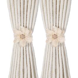 Unique Bargains - Premium 2pcs Flower Curtain Tiebacks with Buckle Decorative Holders for Home Office Thin Sheer Window Curtains - White