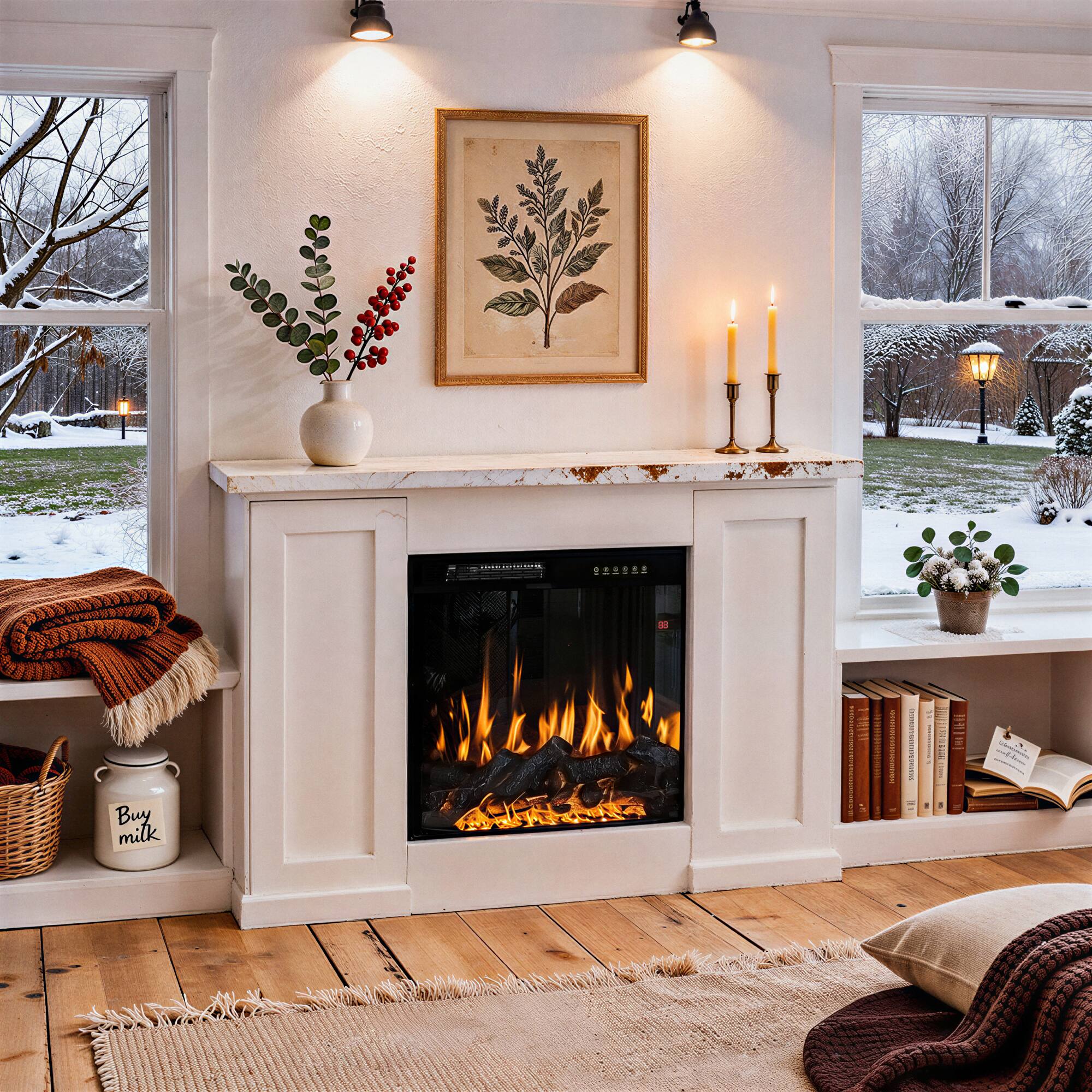 Homsee - Built-In Electric Fireplace Insert, 1500W Recessed or Freestanding Heater with Multi-Color Flame & Remote - Black - Thumbnail 4