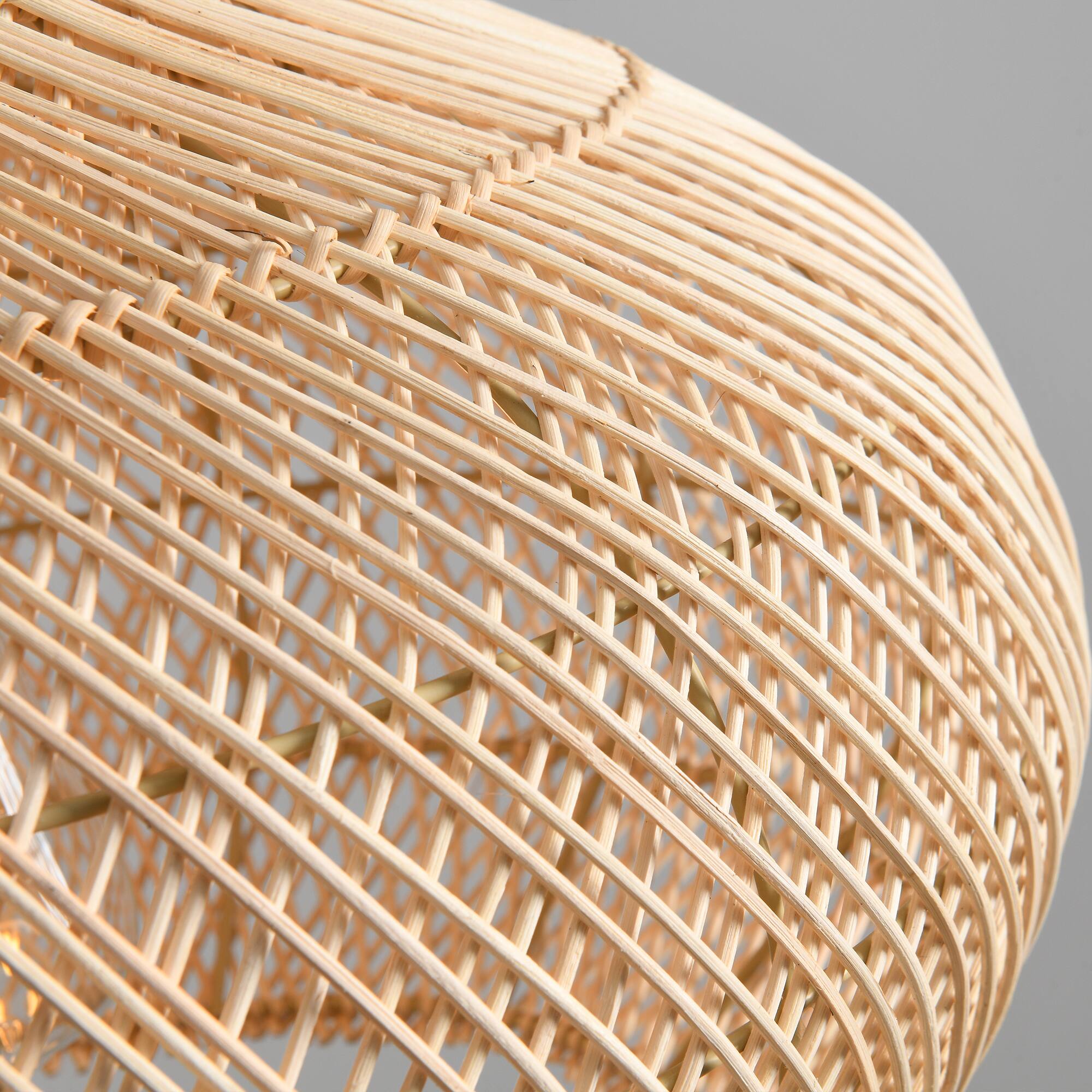 Alt View 8. Parrot Uncle - 1-Light Retro Brown Rattan Hand-Woven Dome Hanging Pendant Light - Brown.