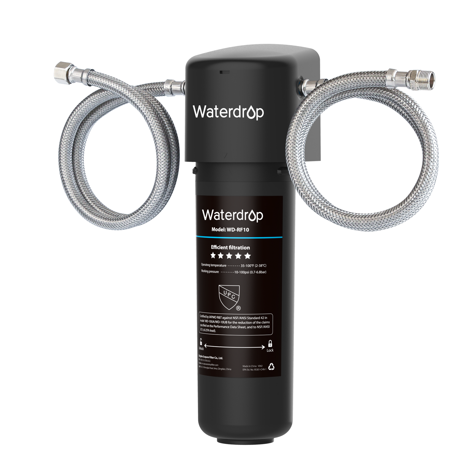 Waterdrop - 10UA Under Sink Water Filter System, NSF/ANSI 42 Certified, 8K Gallons - Black