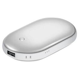 Kitcheniva - Compact 5000mAh Portable Hand Warmer Power Bank For Pocket Heating And Charging - Silver