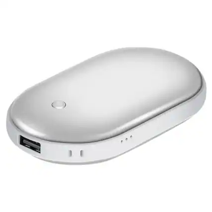 Front. Kitcheniva - Compact 5000mAh Portable Hand Warmer Power Bank For Pocket Heating And Charging Silver - Silver.