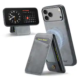 Dteck - Detachable Magnetic Wallet Case For Apple iPhone 17 Pro Shockproof Leather RFID Blocking Flip Kickstand Cover - Gray
