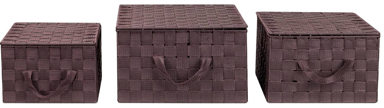 Left. Sorbus - Sorbus Set of 3 Storage Baskets for Organizing with Lid, Mesh, Linen, Organizer Storage Baskets for Shelves - Brown.