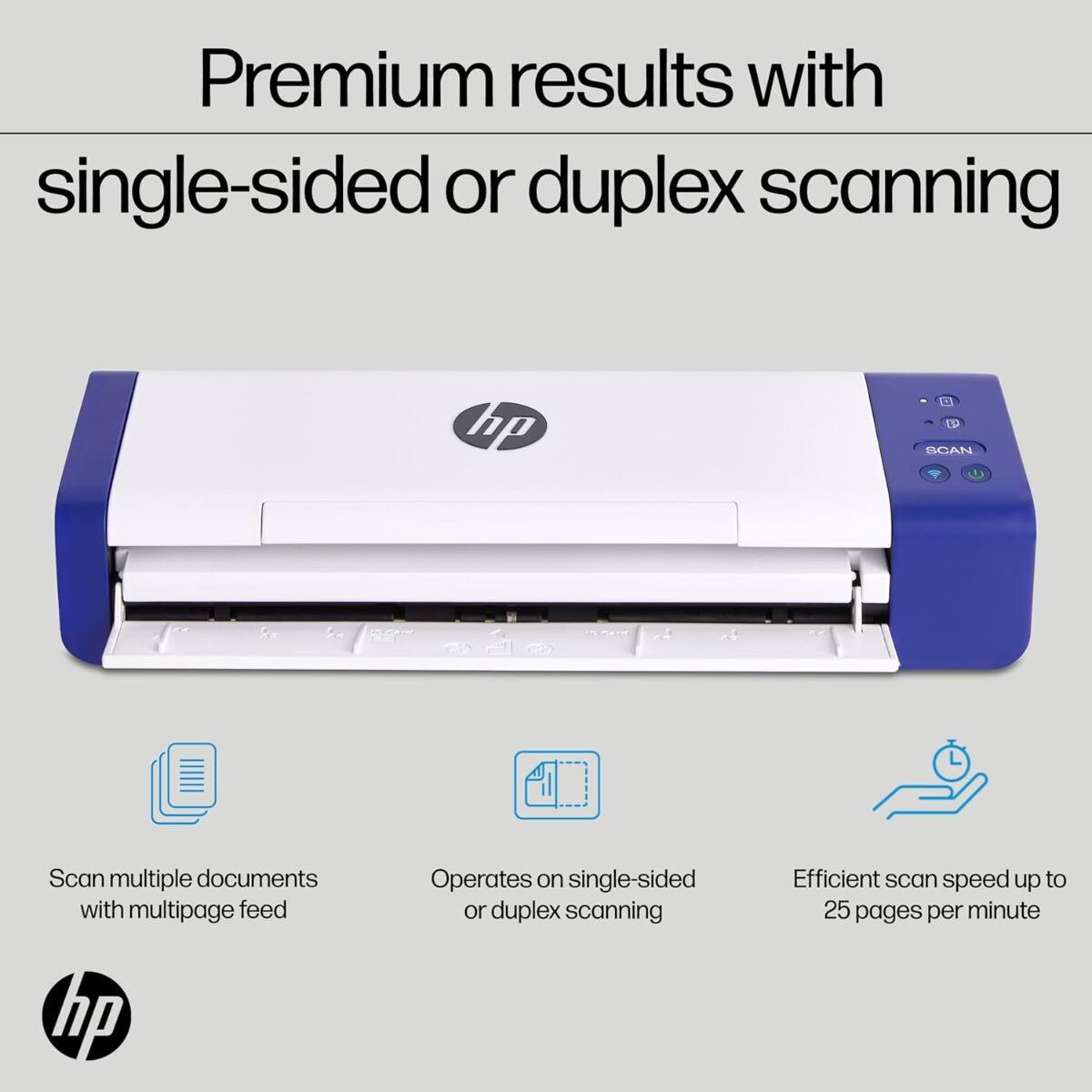 Premium results with single-sided or duplex scanning

- Scan multiple documents with multipage feed
- Operates on single-sided or duplex scanning
- Efficient scan speed up to 25 pages per minute