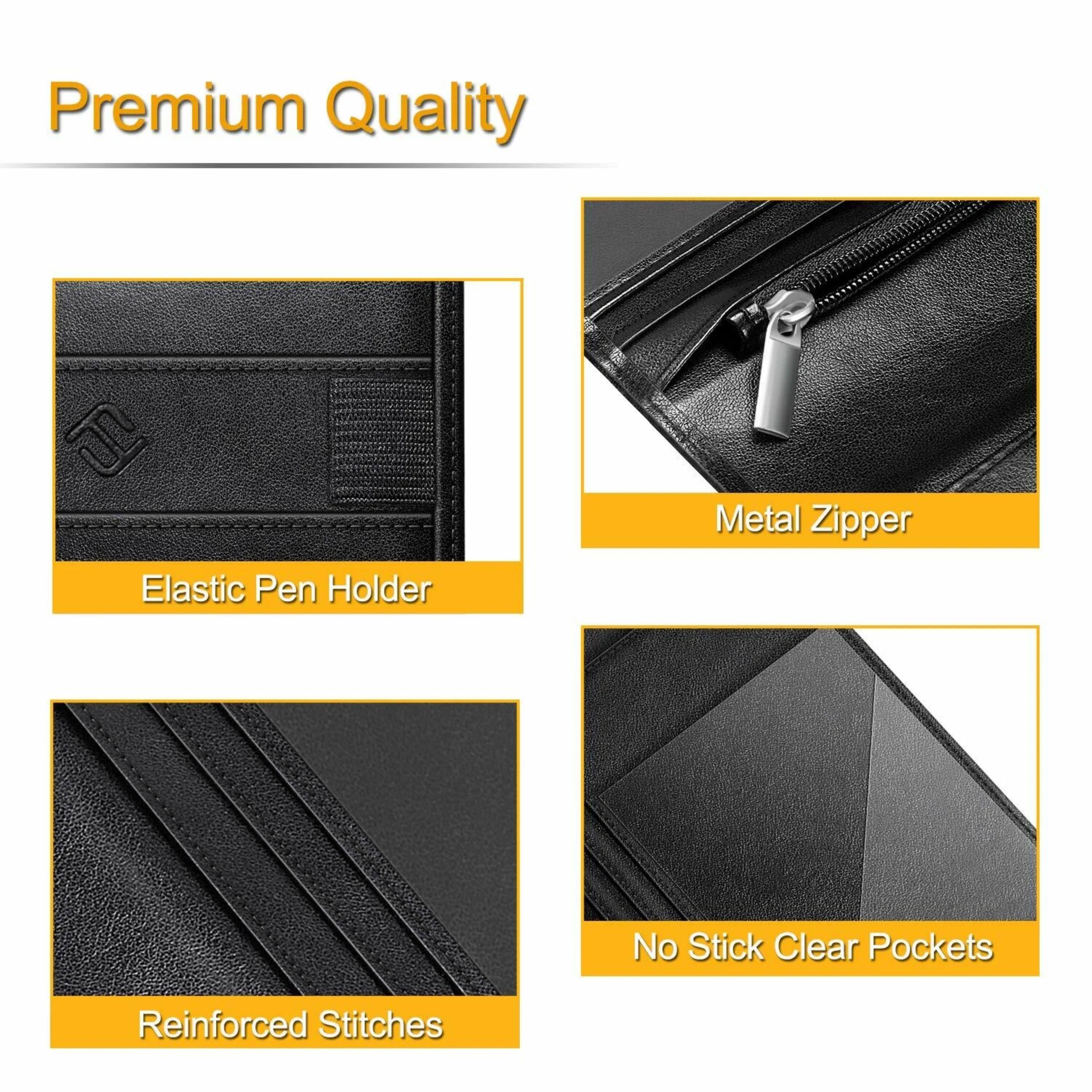 Premium Quality Elastic Pen Holder Metal Zipper No Stick Clear Pockets Reinforced Stitches