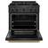 Angle. ZLINE - 30 in. Wide 4 Burner ZLINE Designer 4.2 cu. ft. Manual Clean Freestanding Gas Range with Black and Bronze Accents - Black Satin Stainless Steel.