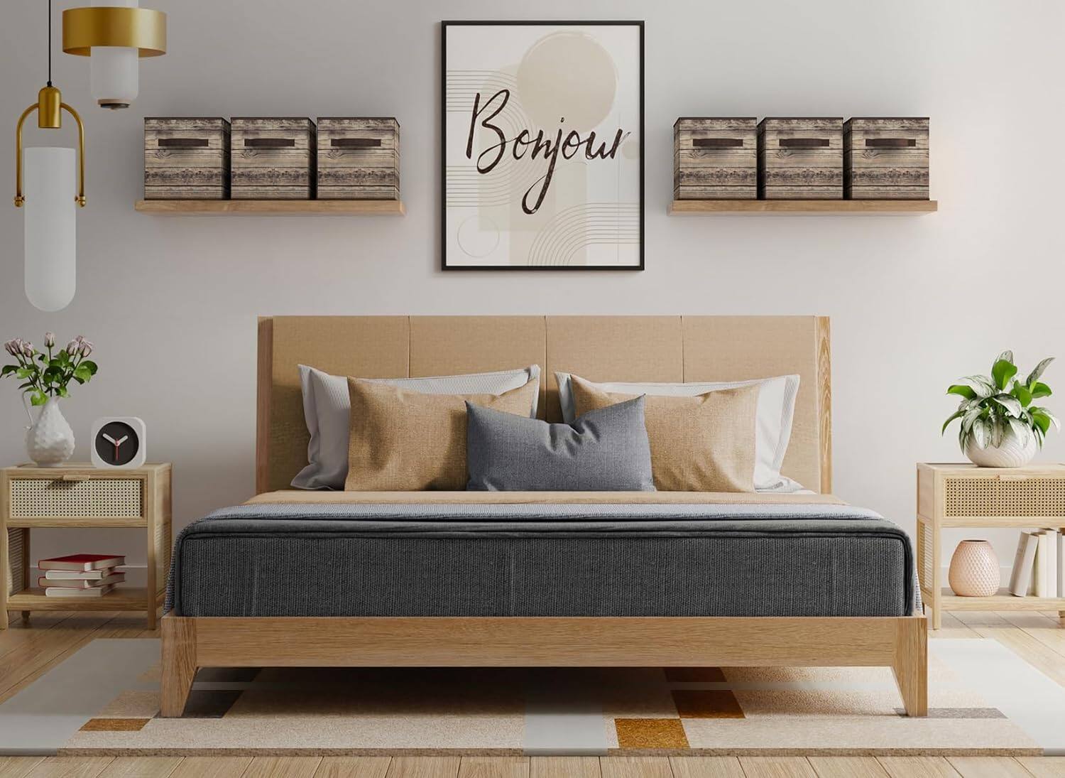 Alt View 1. Sorbus - Sorbus Foldable Storage Cubes, 6 Fabric Baskets for Organizing Pantry, Closet, Shelf, Nursery, Playroom, Toy Box - Wood Brown.