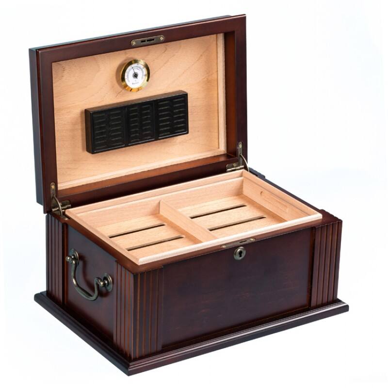 Alt View 1. Prestige - The Classic Cigar Humidors - Maple Veneer with French Antique Walnut finish.
