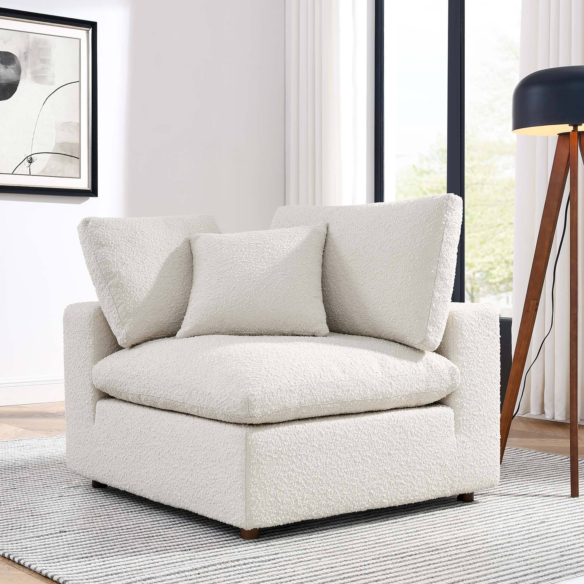 Alt View 6. Modway - Commix Down Filled Overstuffed Boucle Fabric Corner Chair by Modway - Ivory.