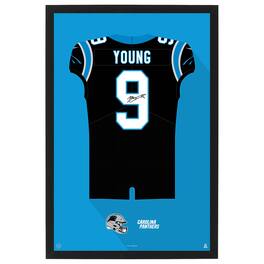 Sporticulture - Bryce Young Carolina Panthers Home Jersey Framed Art Print - Black