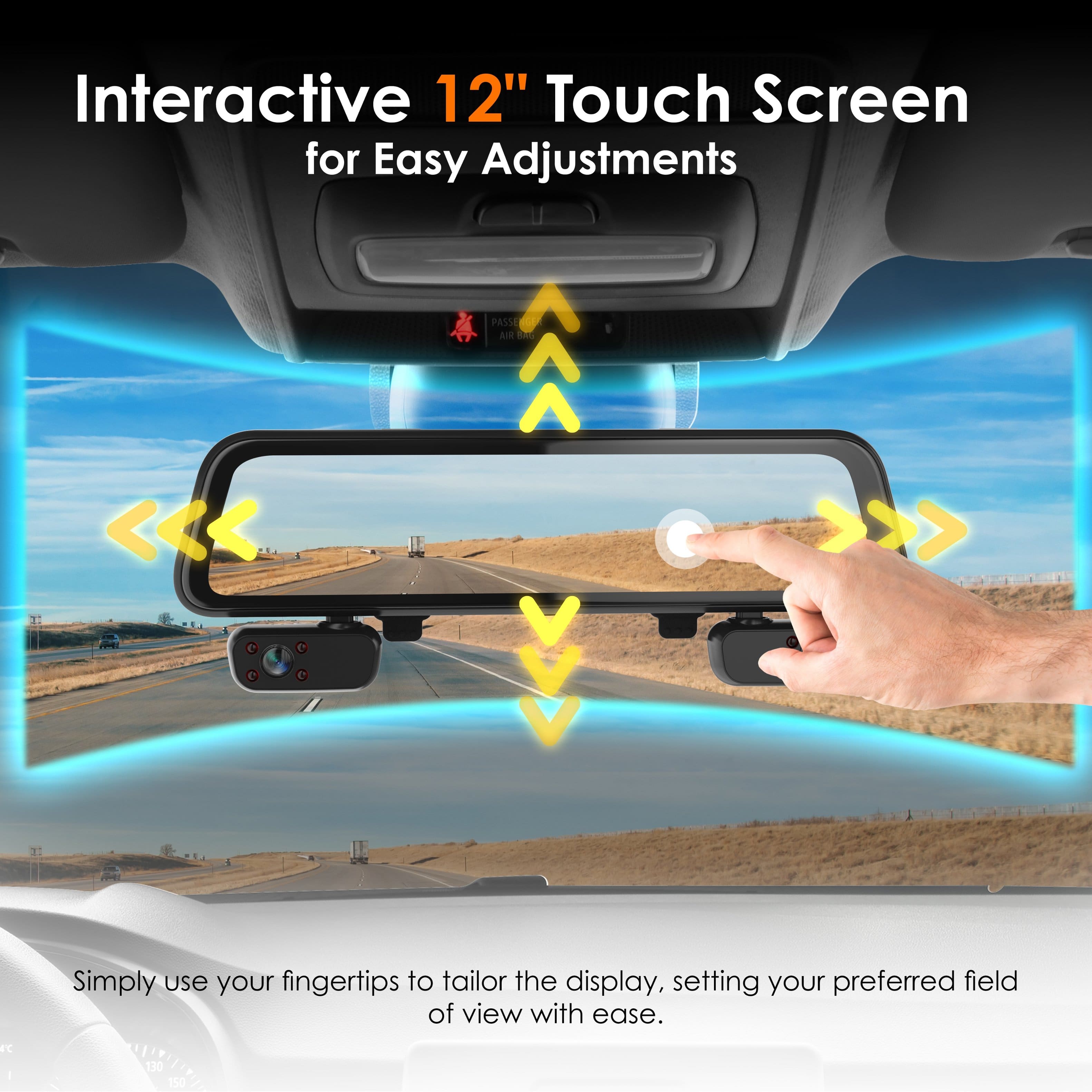 Interactive 12" Touch Screen for Easy Adjustments: Simply use your fingertips to tailor the display, setting your preferred field of view with ease.