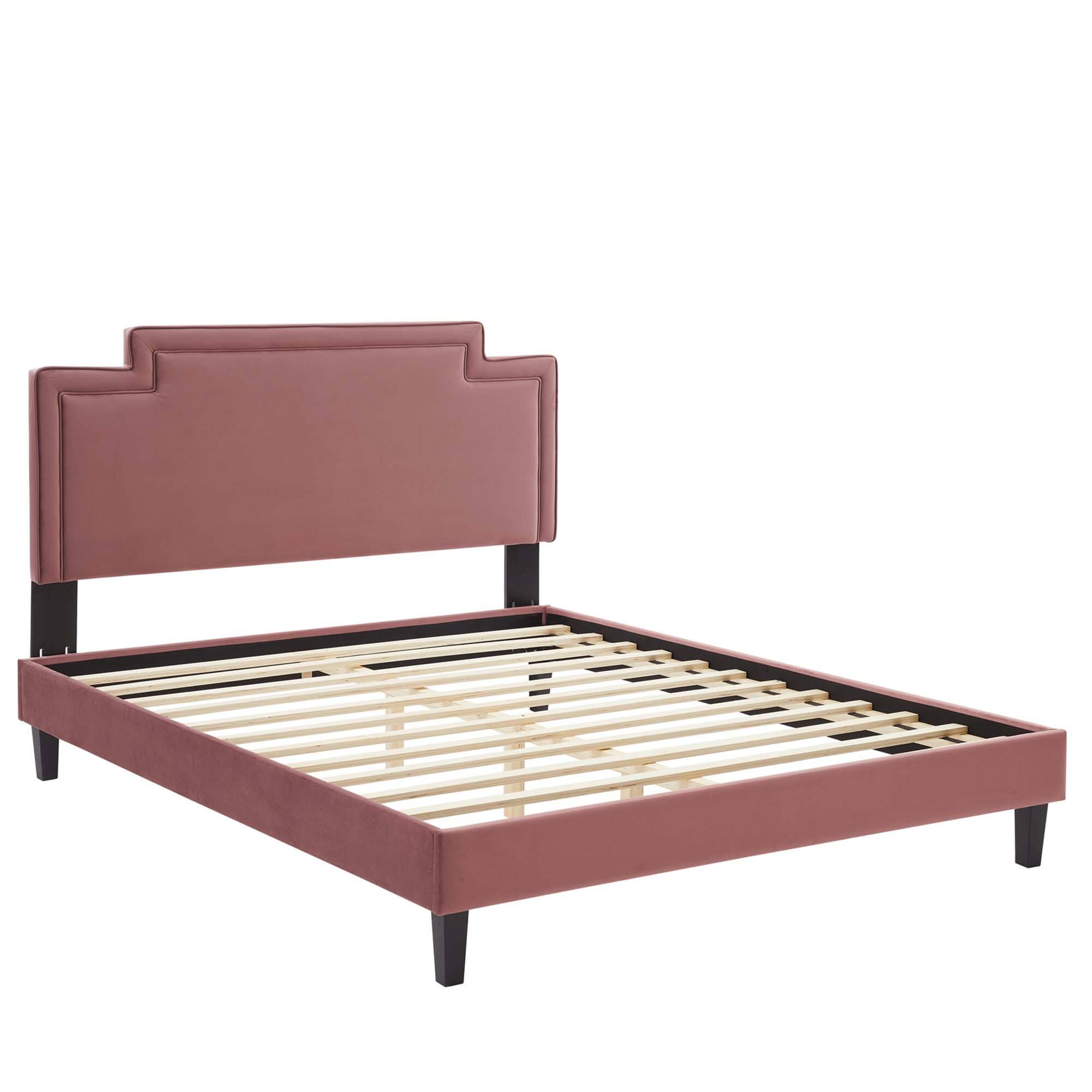 Alt View 2. Modway - Garcelle Performance Velvet King Platform Bed - Red.