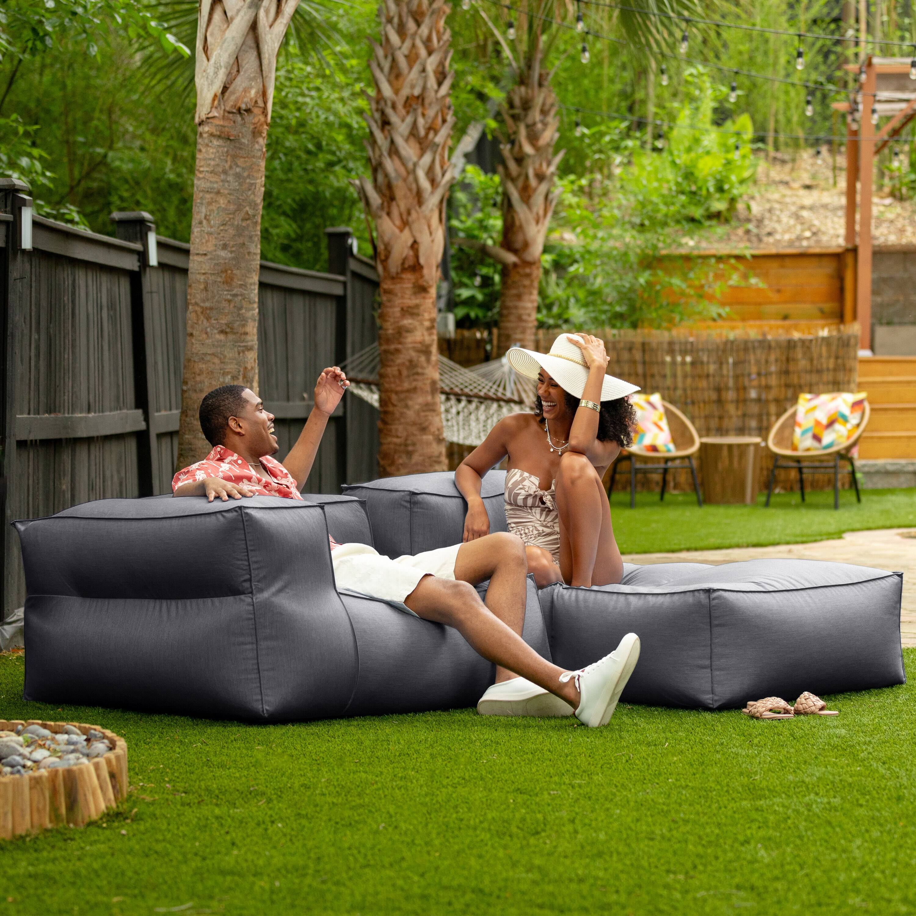 Left. Jaxx - Baya Outdoor Right Corner - Sunbrella, Charcoal - Charcoal.