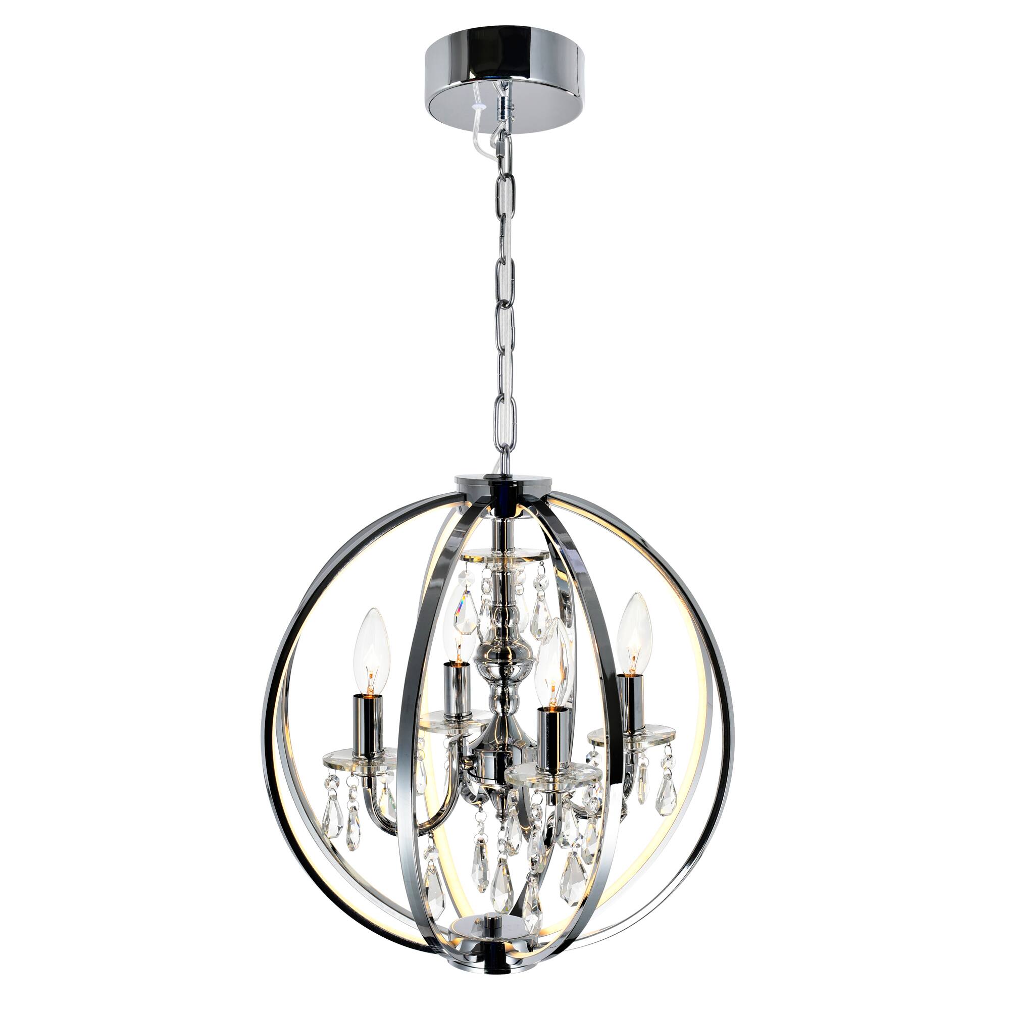 Angle. CWI Lighting - Abia 4 Light Up Chandelier With Chrome Finish - Chrome.