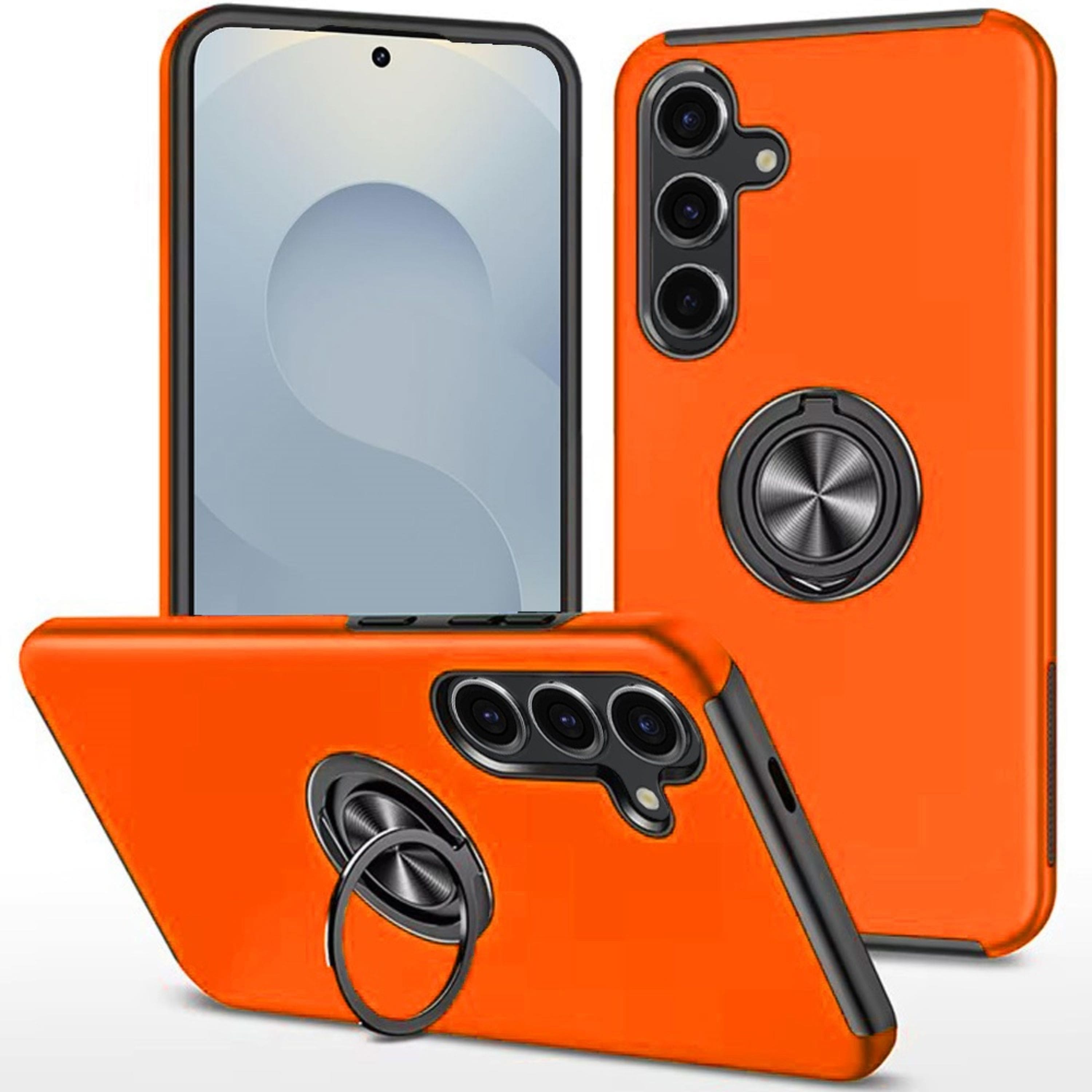 Kitcheniva - Rubber Dual Layer Magnetic RingStand Plus Tempered Glass For Samsung S26 - Cosmic Orange price history on PriceWatchPro