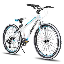 JOYSTAR - Lubbock 24 Inch Kids Bike with 7-Speed, Hardtail Mountain Bike for Kids Ages 9-12 MTB for Boys Girls - White