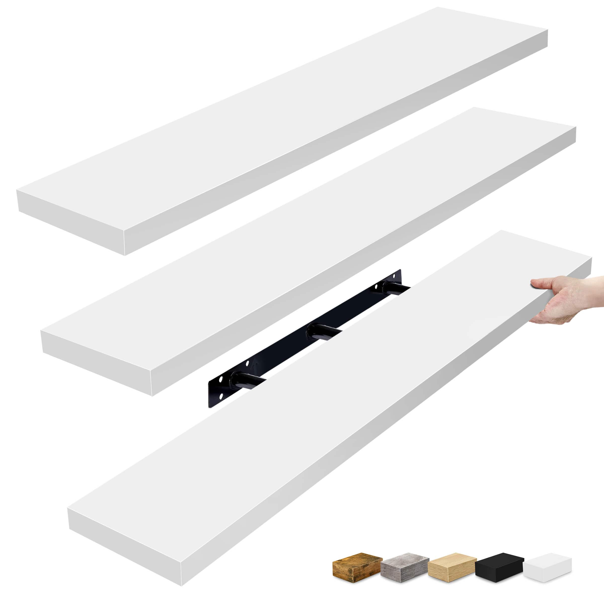 Front. Sorbus - Sorbus 3 Pack 47 x 9.25 Inch Wall Mounted Floating Shelves - Stylish and Functional Storage - White.
