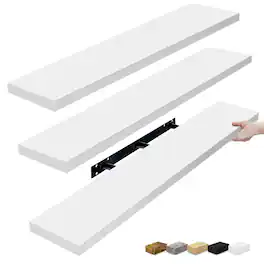 Sorbus - 3 Pack 47 x 9.25 Inch Wall Mounted Floating Shelves - Stylish and Functional Storage - White