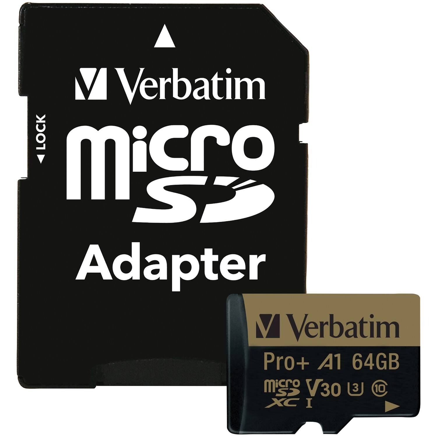 Verbatim  
micro SD Adapter  

Verbatim  
Pro+ A1 64GB  
microSD V30 U3 A1  
XC I