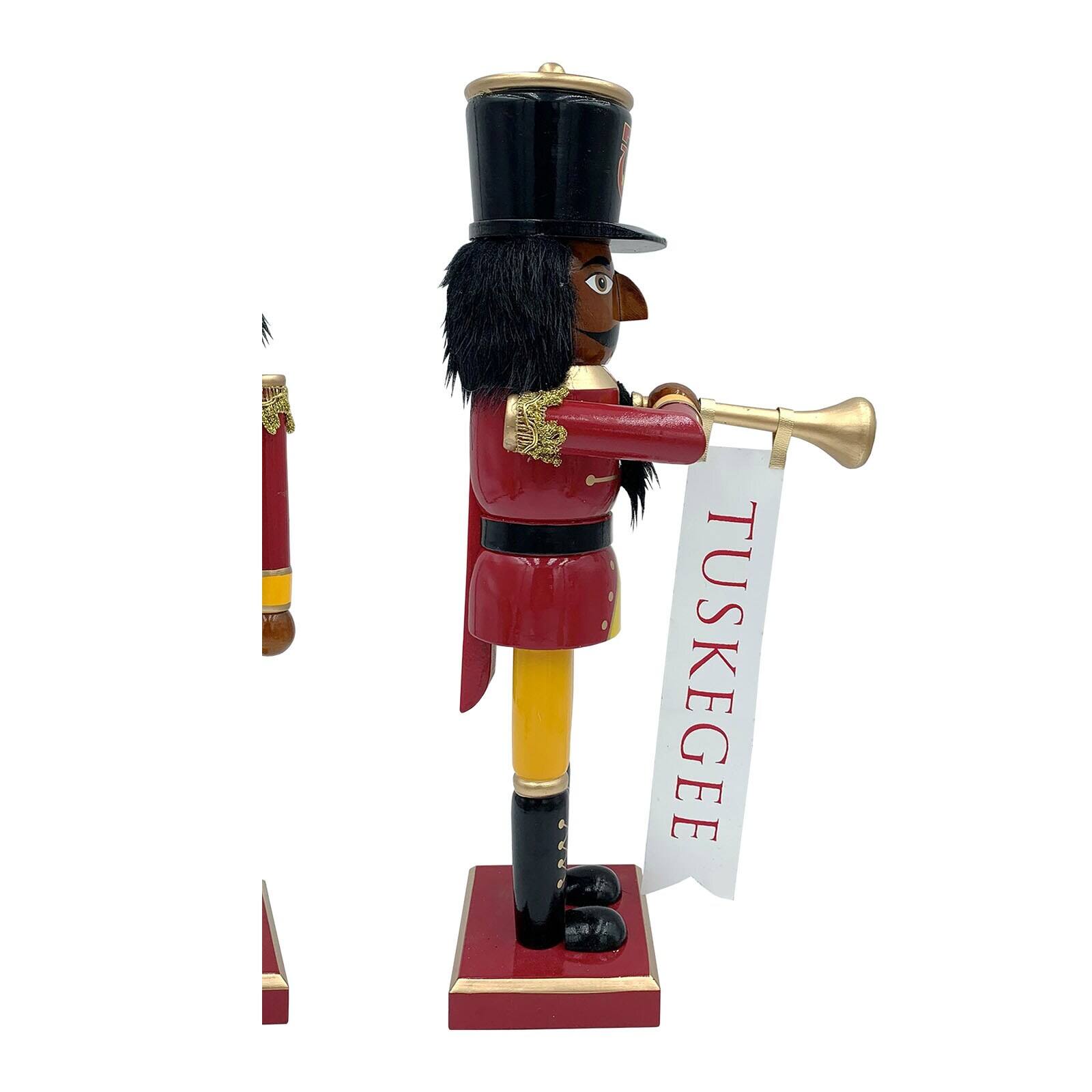 Alt View 1. Santa's Workshop - Tuskegee Golden Tigers 14" Bugler Nutcracker - Red.