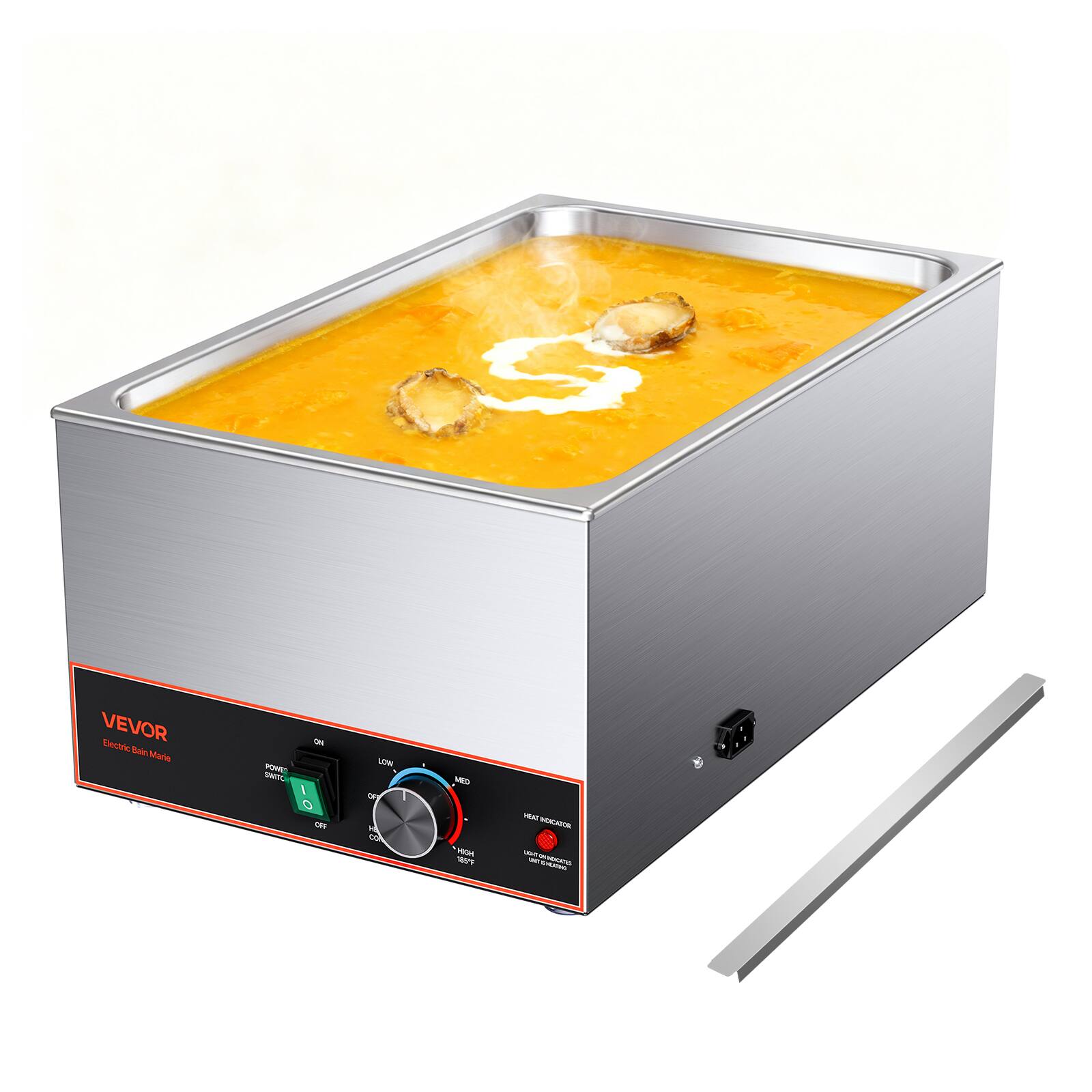 VEVOR Electric Bain Marie

ON DINTO POWED / O OR
CON OF YO COP
MED HOW 189F
YEAT INDICATOR LIGHT ON ATES WEATRO