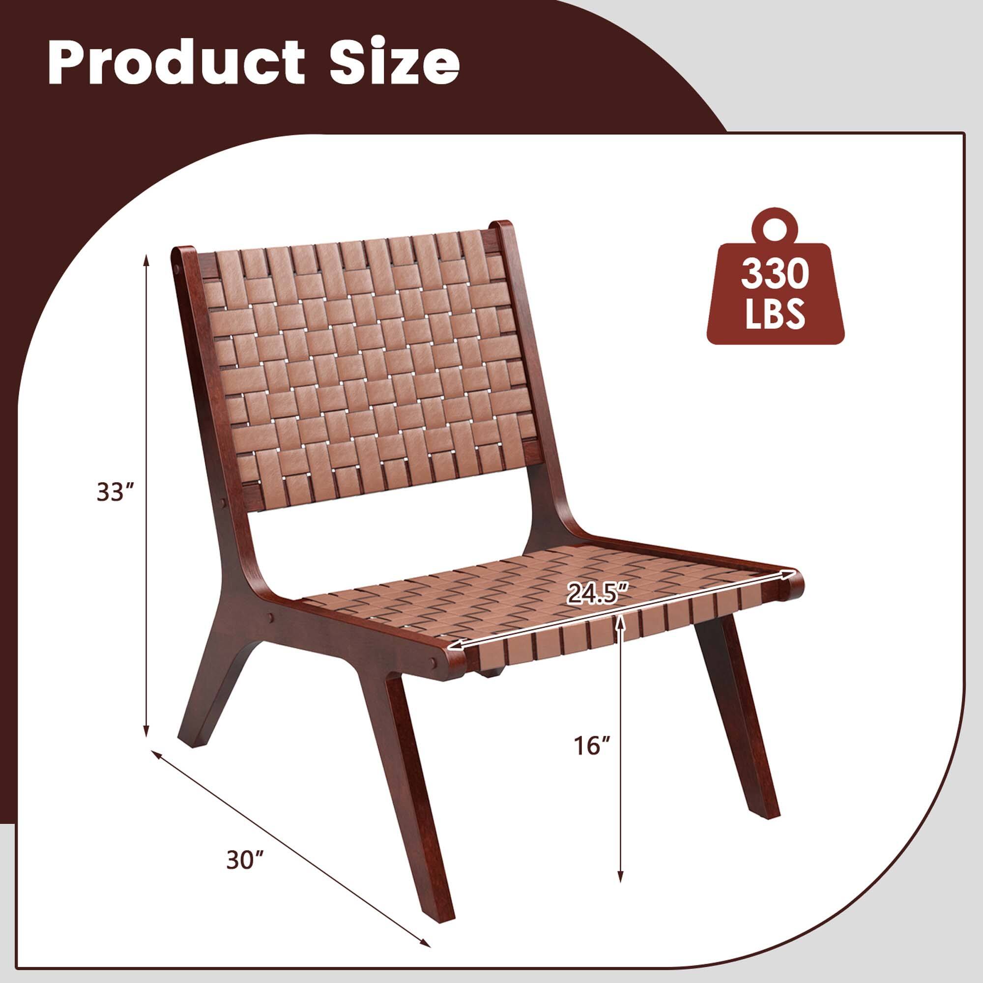 Product Size: 330 LBS, 33" x 24.5" x 16"

The image shows a wooden chair with a leather seat and a metal frame. The chair is designed to hold a weight of 330 pounds and has dimensions of 33 inches in width, 24.5 inches in depth, and 16 inches in height. The chair is also marked with the weight capacity and dimensions to ensure that it can safely accommodate the intended load and fit within the designated space.