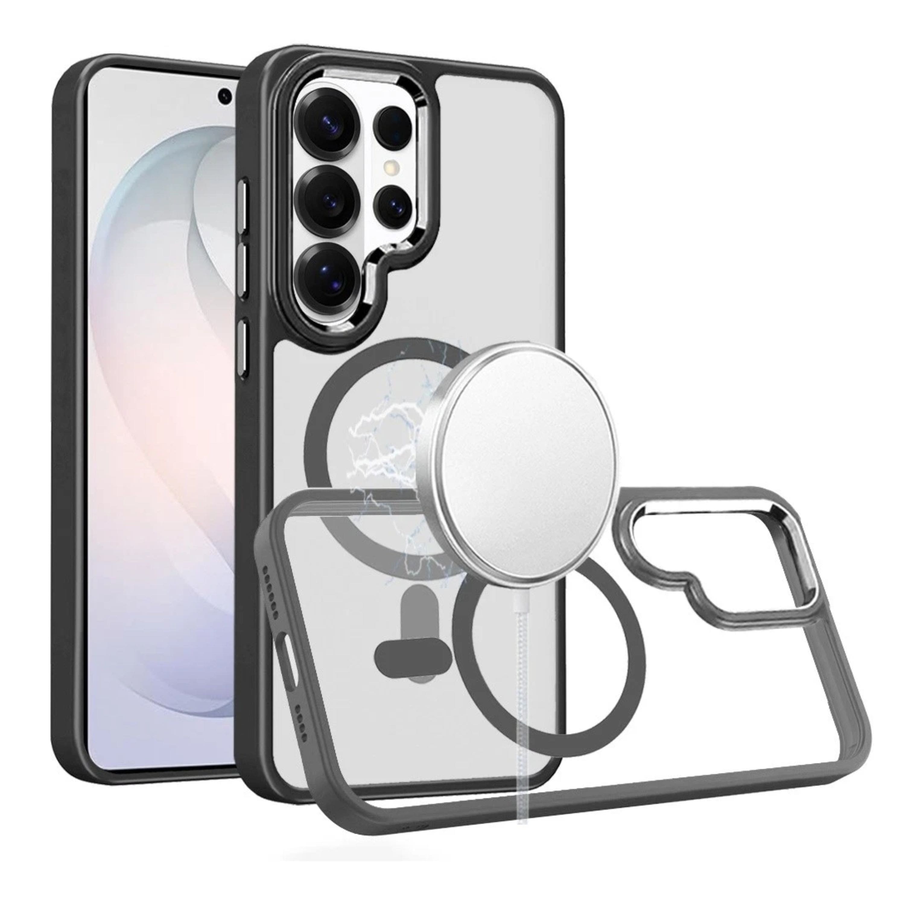Kitcheniva - Hybrid Magnetic Ring Metal Buttons Phone Case With Tempered Glass For Samsung S26 Ultra - Black price history on PriceWatchPro