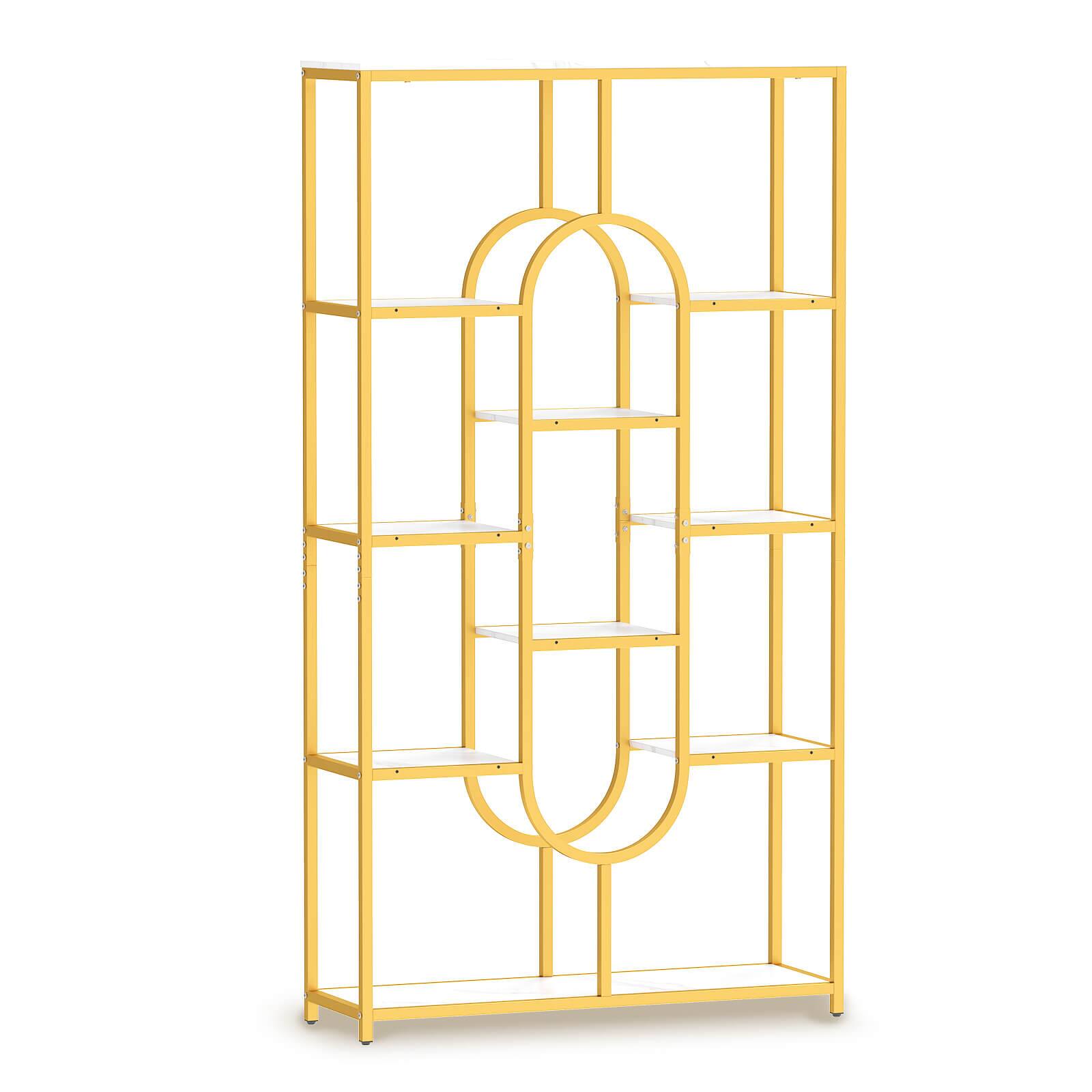 Alt View 9. Costway - Costway 1 PCS 5-Tier Bookshelf 69" Tall Etagere Bookcase with Open Storage Shelves Display Shelf - Gold-Oval.