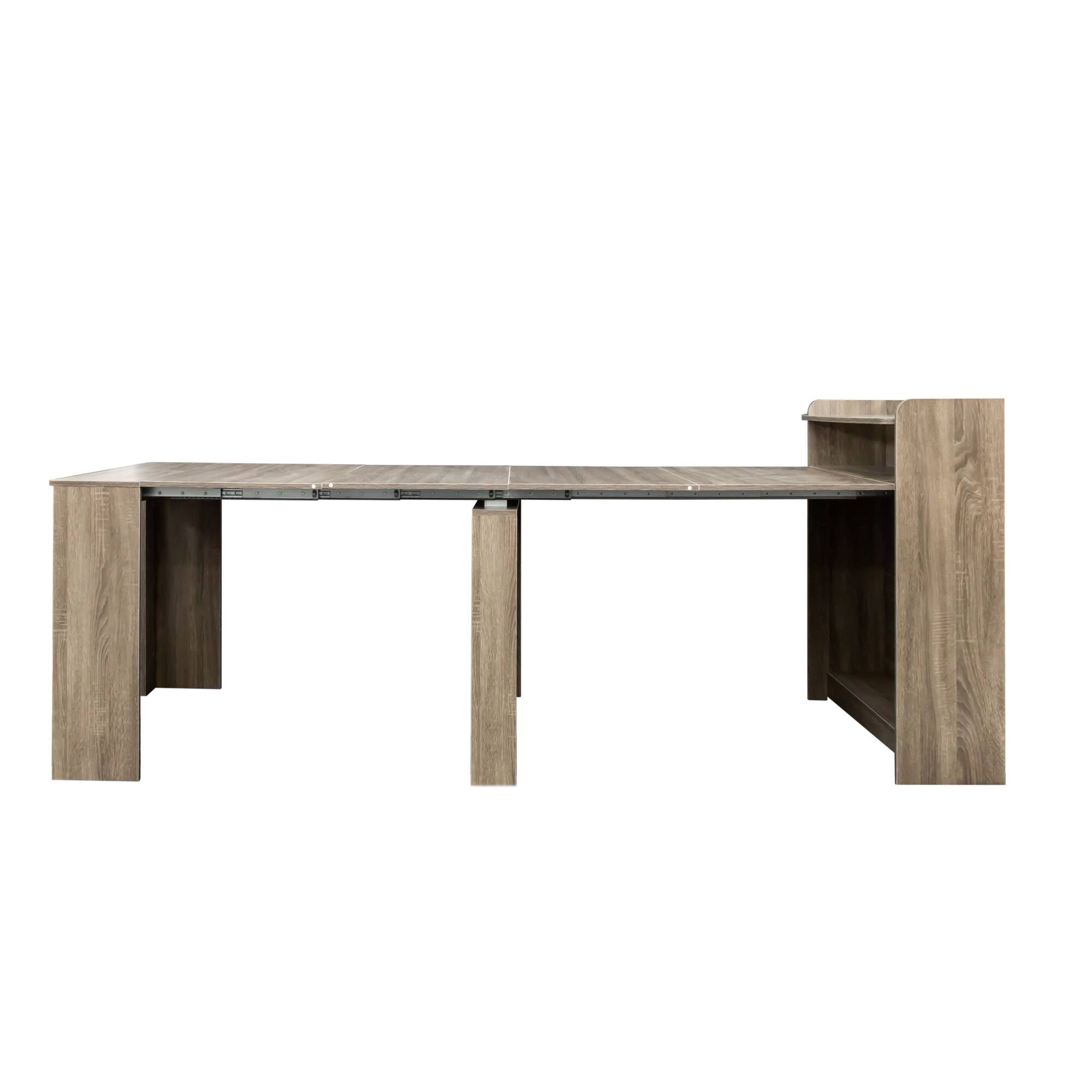 Alt View 7. Tiramisubest - Modern Extendable Dining Table with Storage, Barnwood - Barnwood.