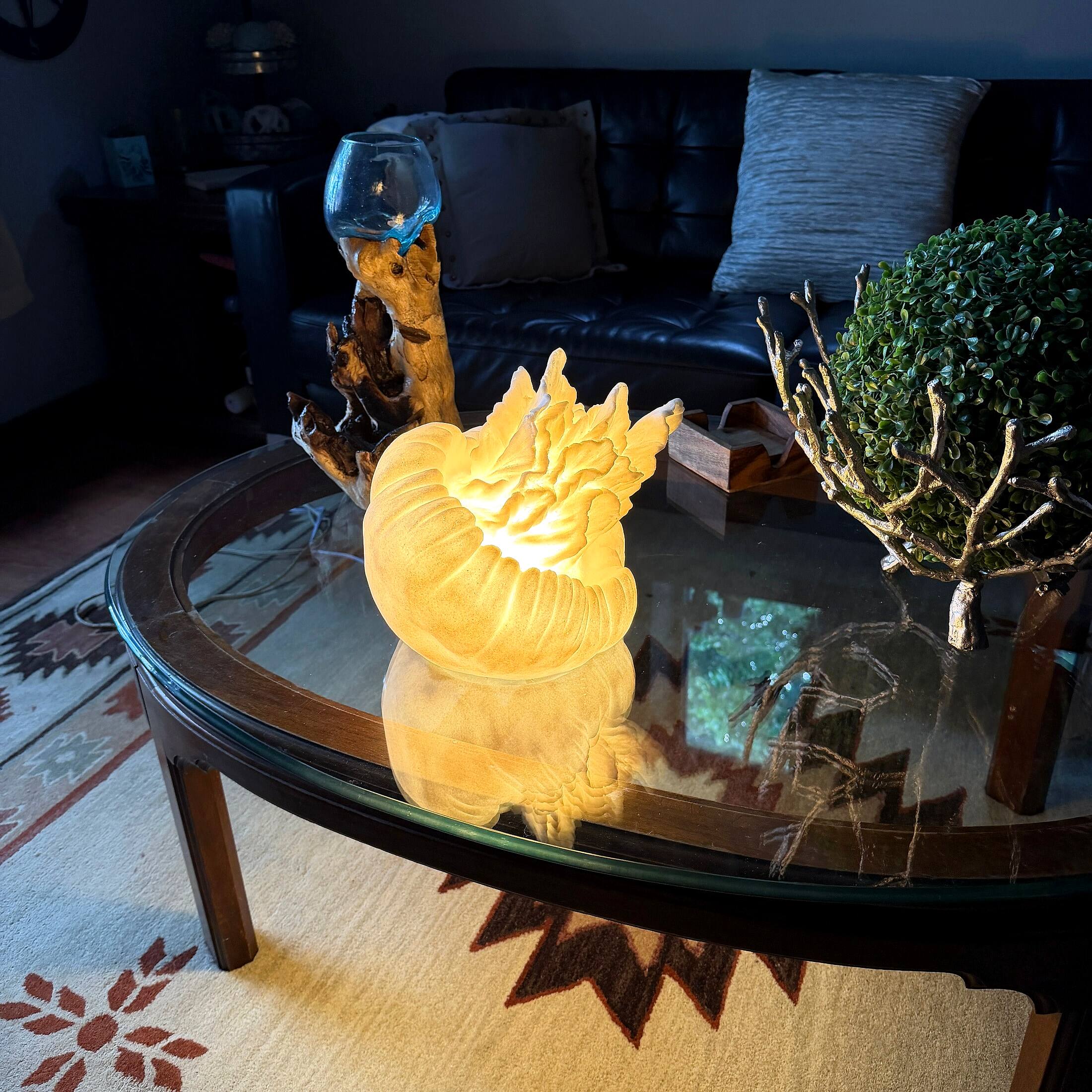 Alt View 7. Things2Die4 - Jellyfish Table Lamp Matte White Resin Coastal Accent Light 10 in Tall - White.