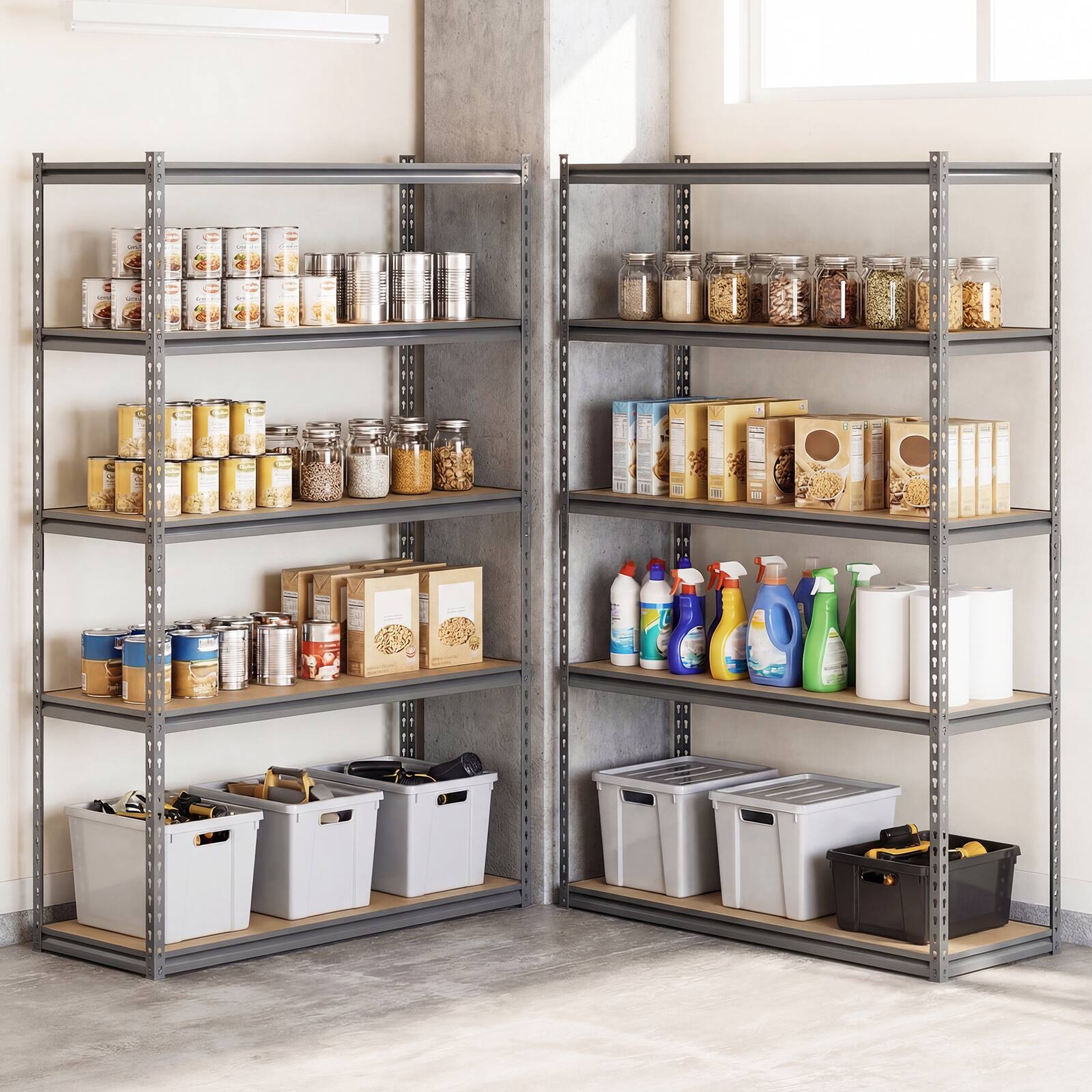 Alt View 1. Gymax - Gymax 2PCS 5-Tier Garage Shelving Unit 2200 LBS Heavy Duty Metal Storage Shelves Gray - Gray.