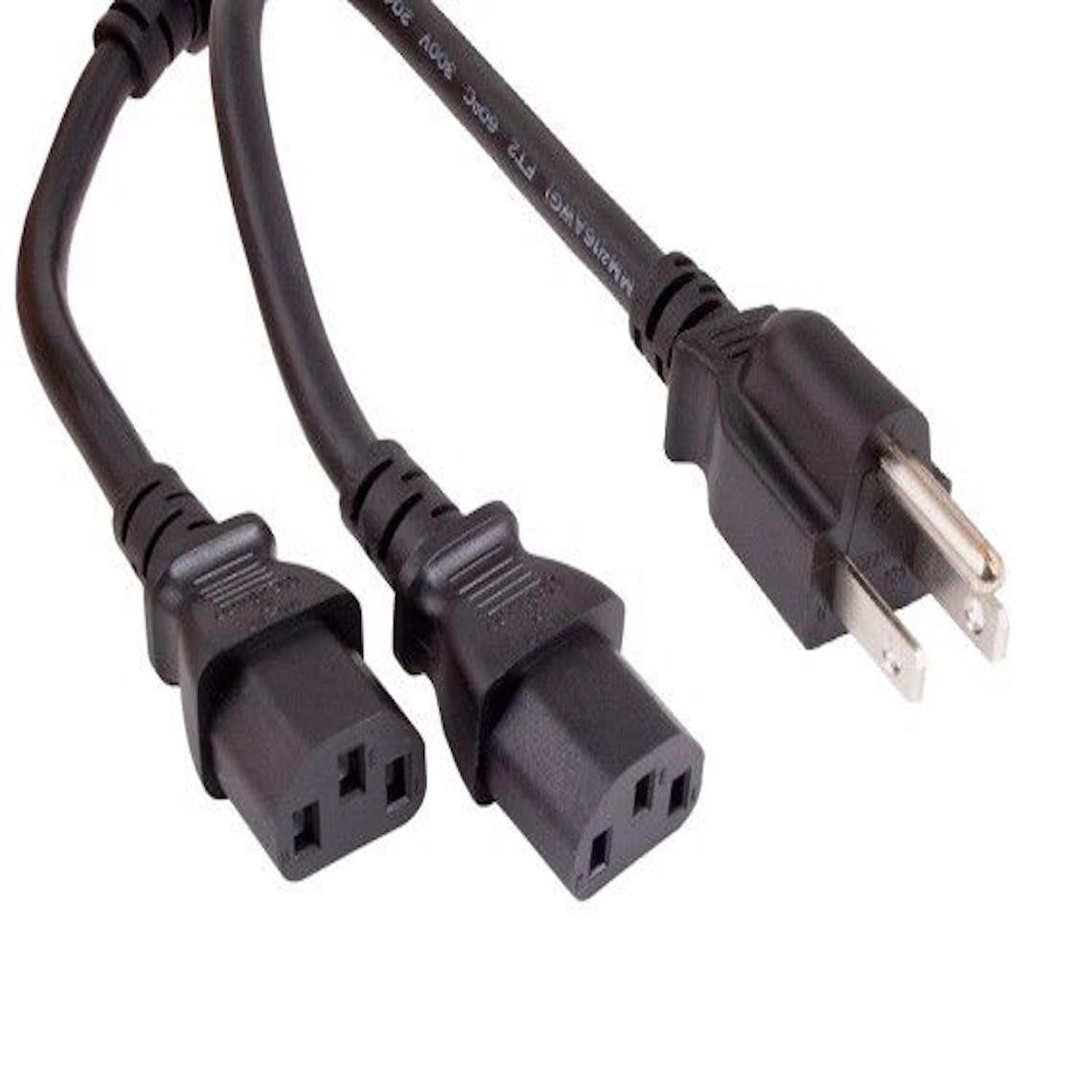 Sanoxy - Cables and Adapters; 10ft 18 AWG Universal Power Cord Splitter Cable (NEMA 5-15P to IEC320 C13 x 2) - Black