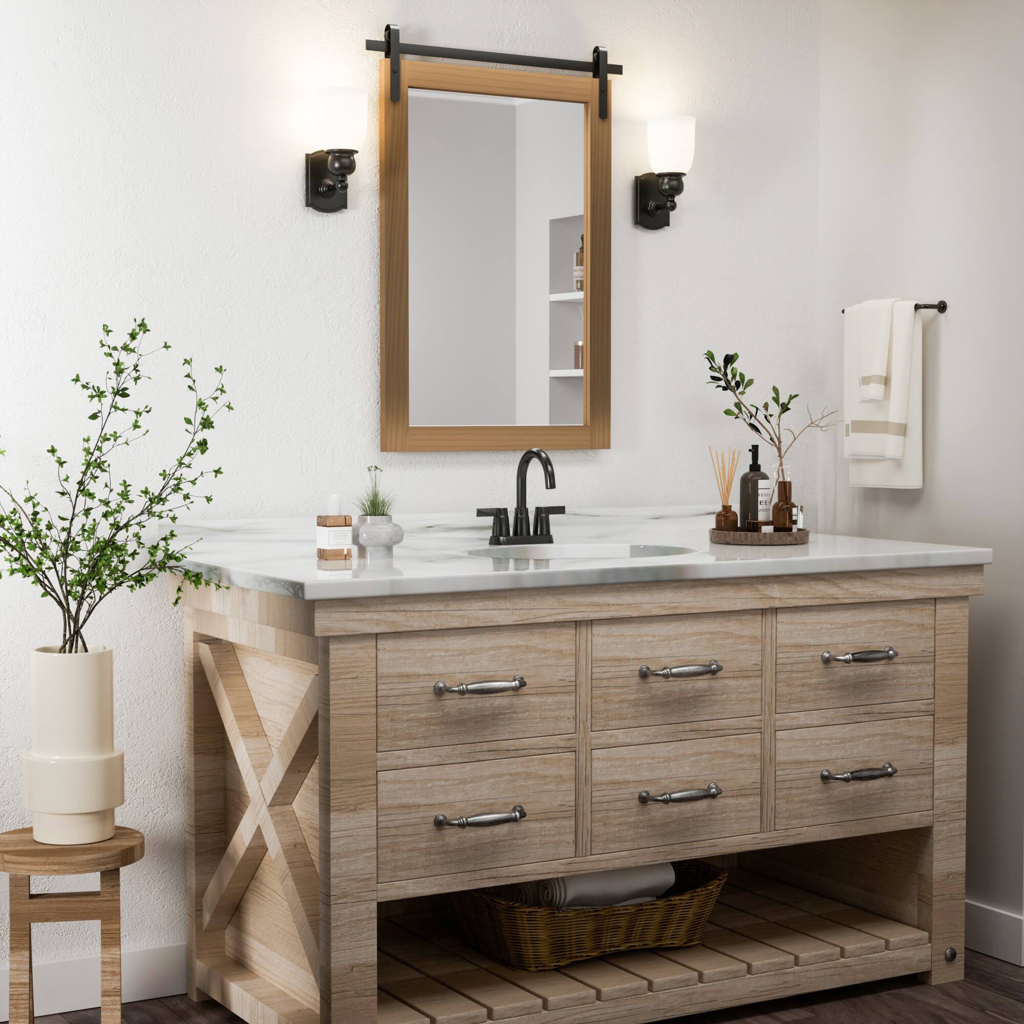 Left. PAIHOME - Wood Wall Mirror Waterproof Modern Farmhouse Accent Rectangular Bathroom Mirror Bedroom Living Room Decor Mirror - Brown - 18"x26".