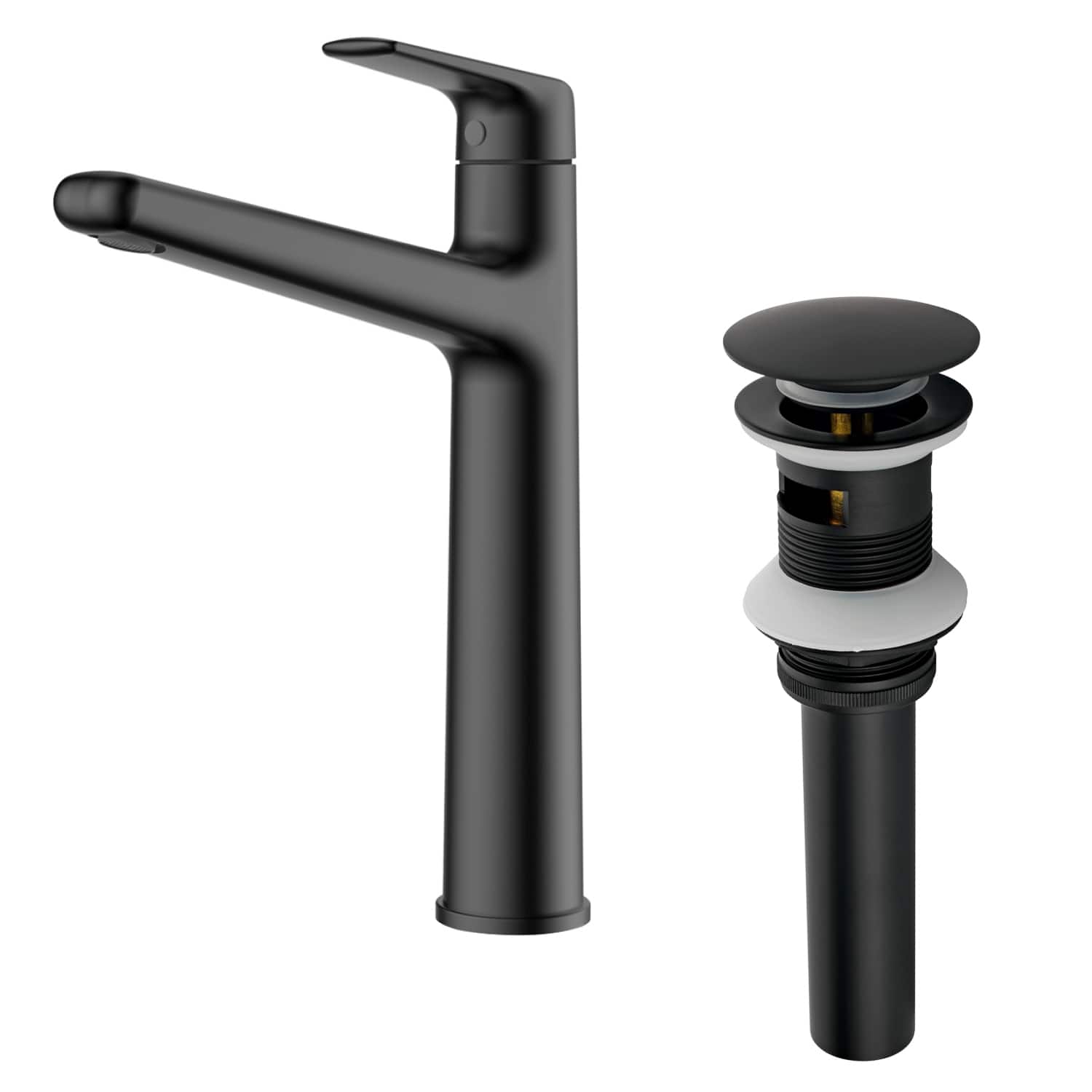 Front. Boyel Living - Matte Black Single Handle Bathroom Faucet Solid Brass 24-Inch Supply Line - Matte Black.