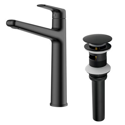 Front. Boyel Living - Matte Black Single Handle Bathroom Faucet Solid Brass 24-Inch Supply Line - Matte Black.