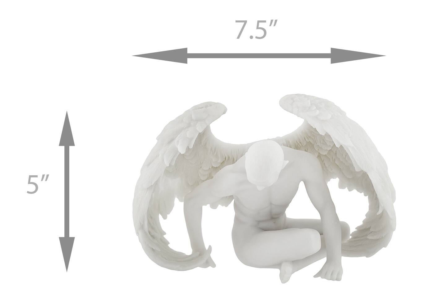Alt View 4. Veronese Design - Nude Winged Grieving Male Angel Marble Finish Statue - White.