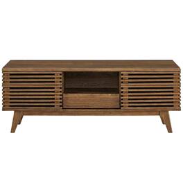 FurniFact - Bicast Leather TV Stand in Elegant Finish with Ample Storage Space - Brown