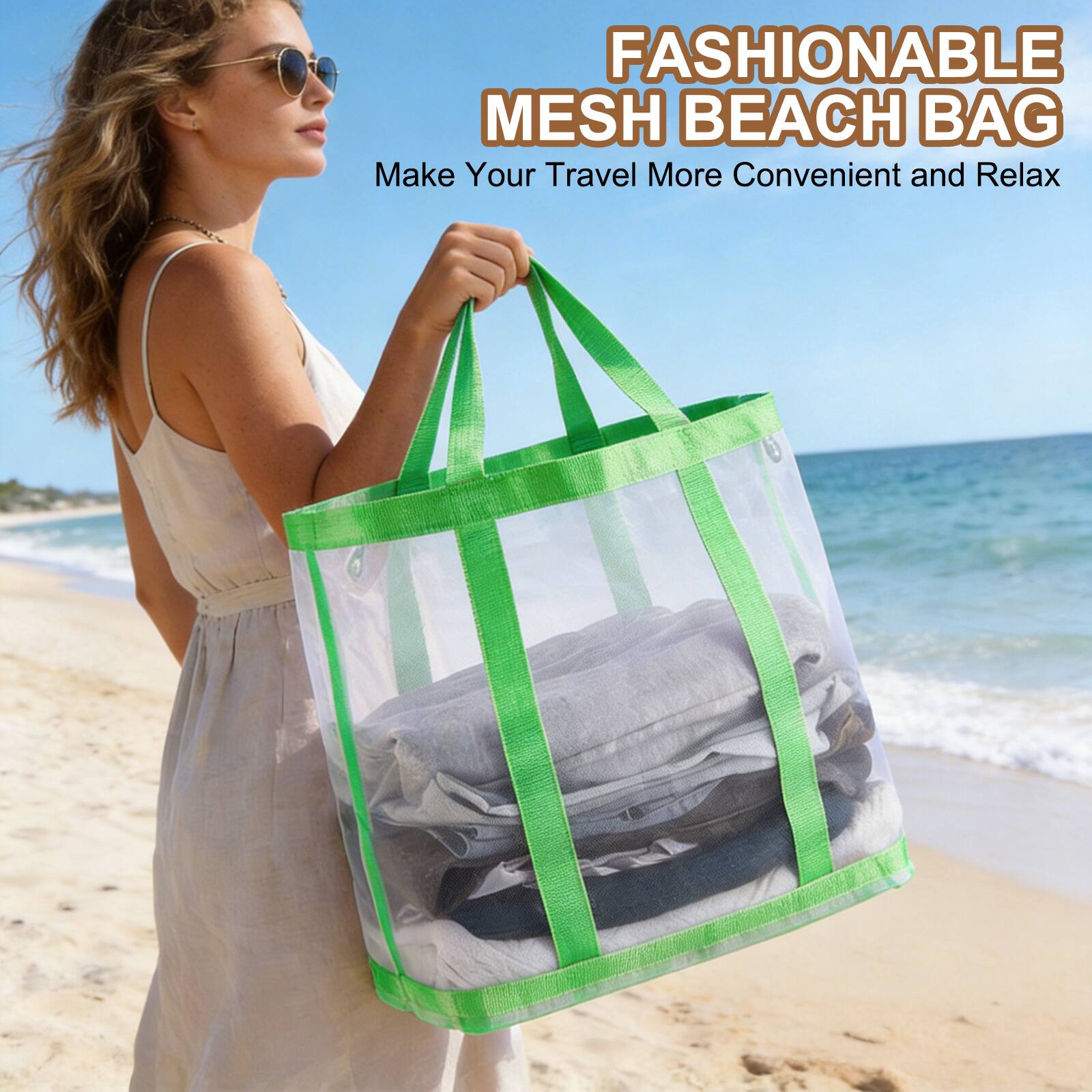 FASHIONABLE MESH BEACH BAG  
Make Your Travel More Convenient and Relax