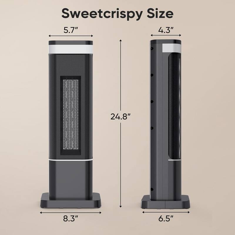 Sweetcrispy Size

- 5.7" (height)
- 24.8" (width)
- 8.3" (base diameter)

- 4.3" (height)
- 6.5" (base diameter)