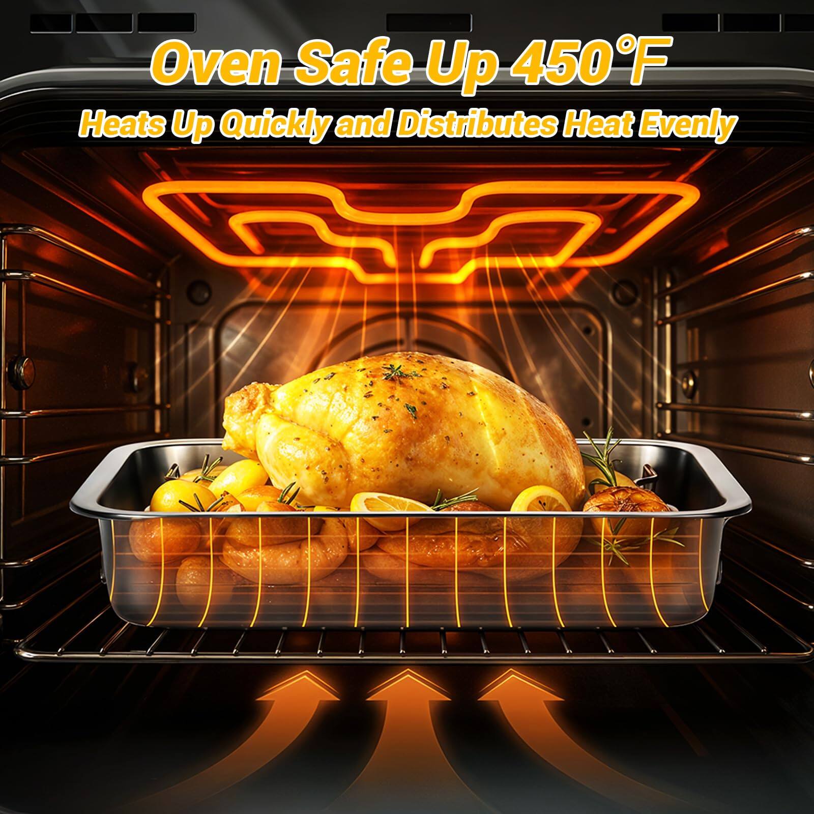 Oven Safe Up 450°F  
Heats Up Quickly and Distributes Heat Evenly