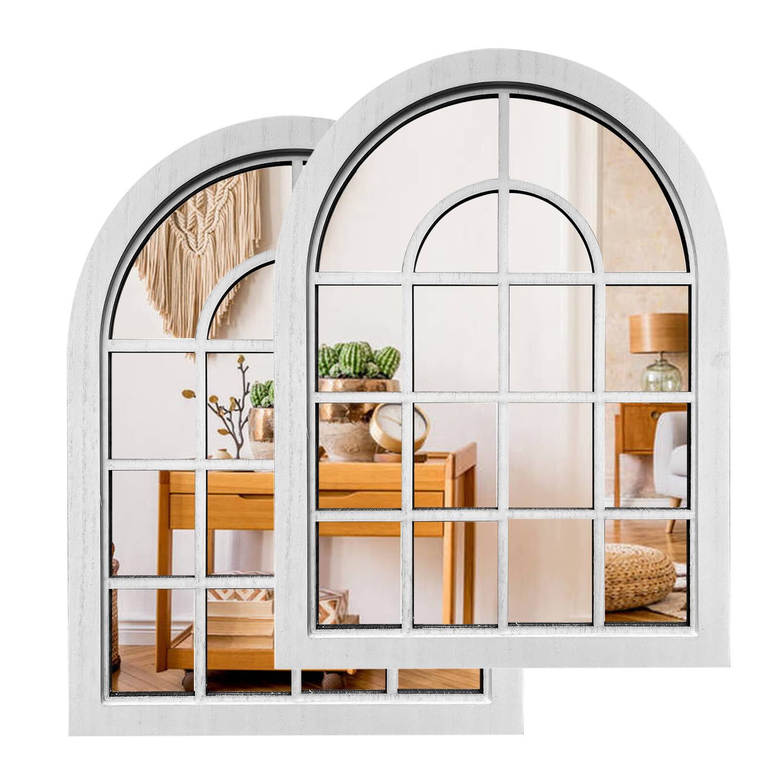 Empire DigiLabs Arched Window Wall Mirror Rustic Farmhouse Accent Wood ...