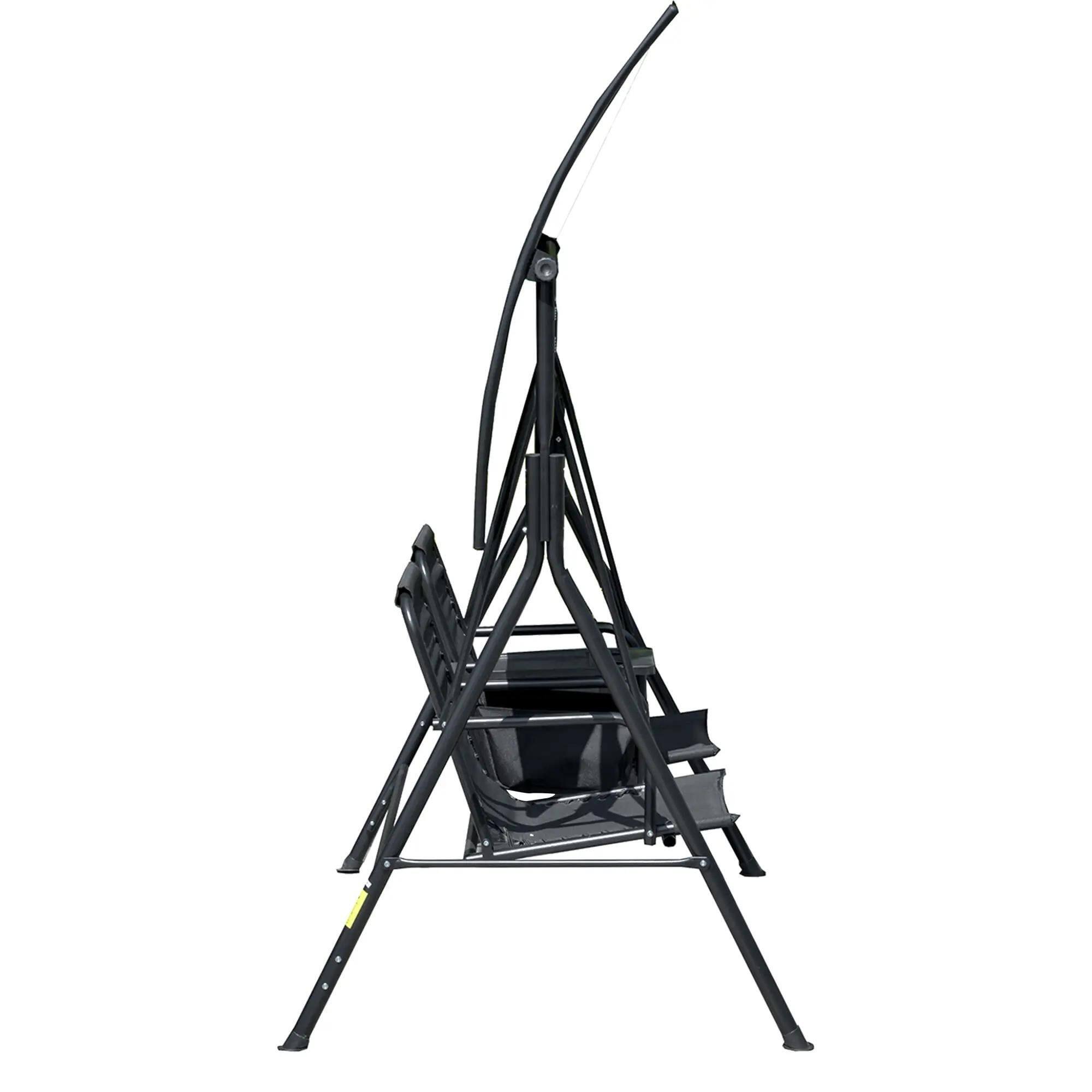 Left. Resenkos - Resenkos 2-Person Swing With Canopy, Storage, Cup Holder, Blue, Outdoor Porch Seating, Black.